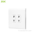 Prises électriques 2Gang 2Pin Sockets Blanc